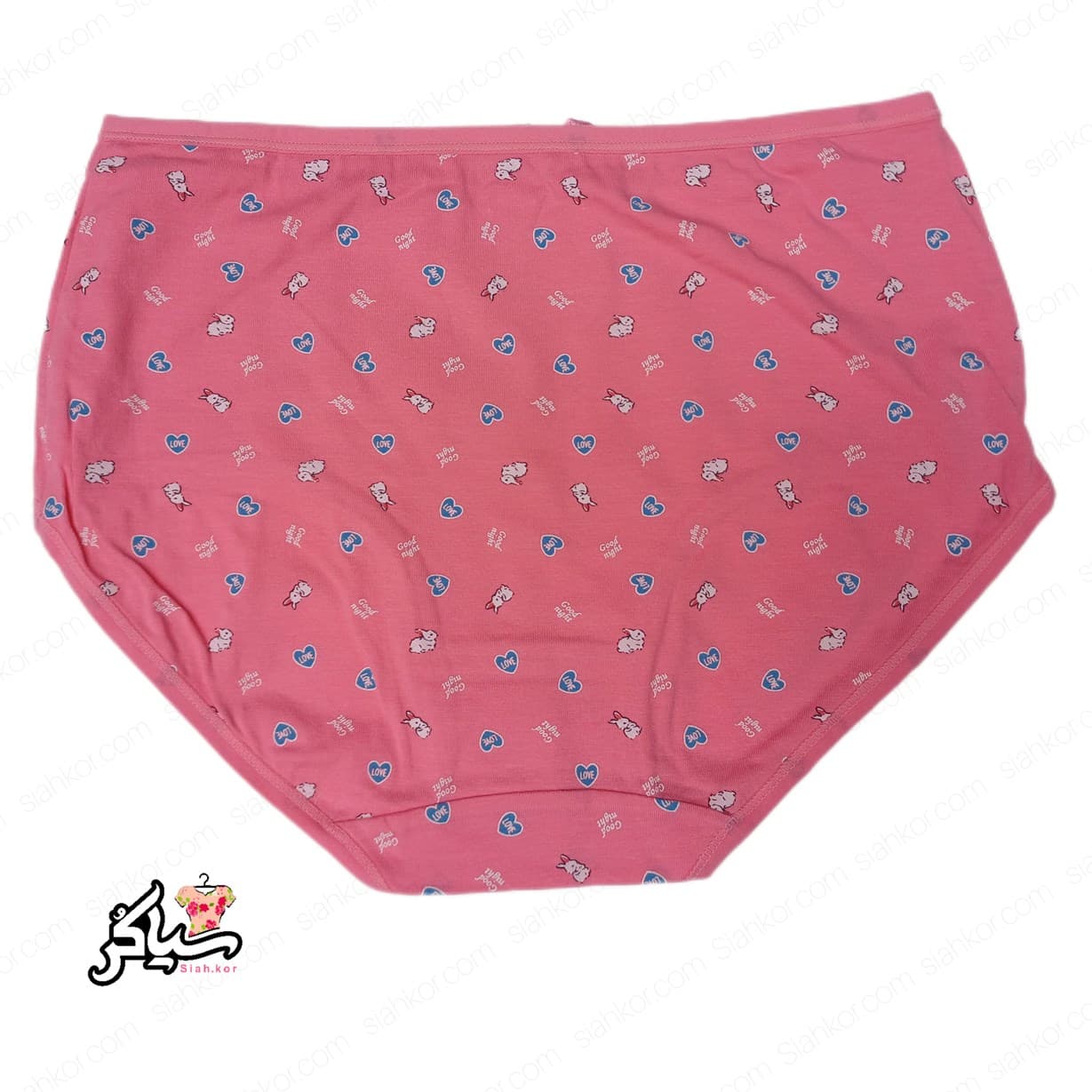 شورت نخی سایز لارژ طرح عشق خرگوش صورتی — تصویر ۳