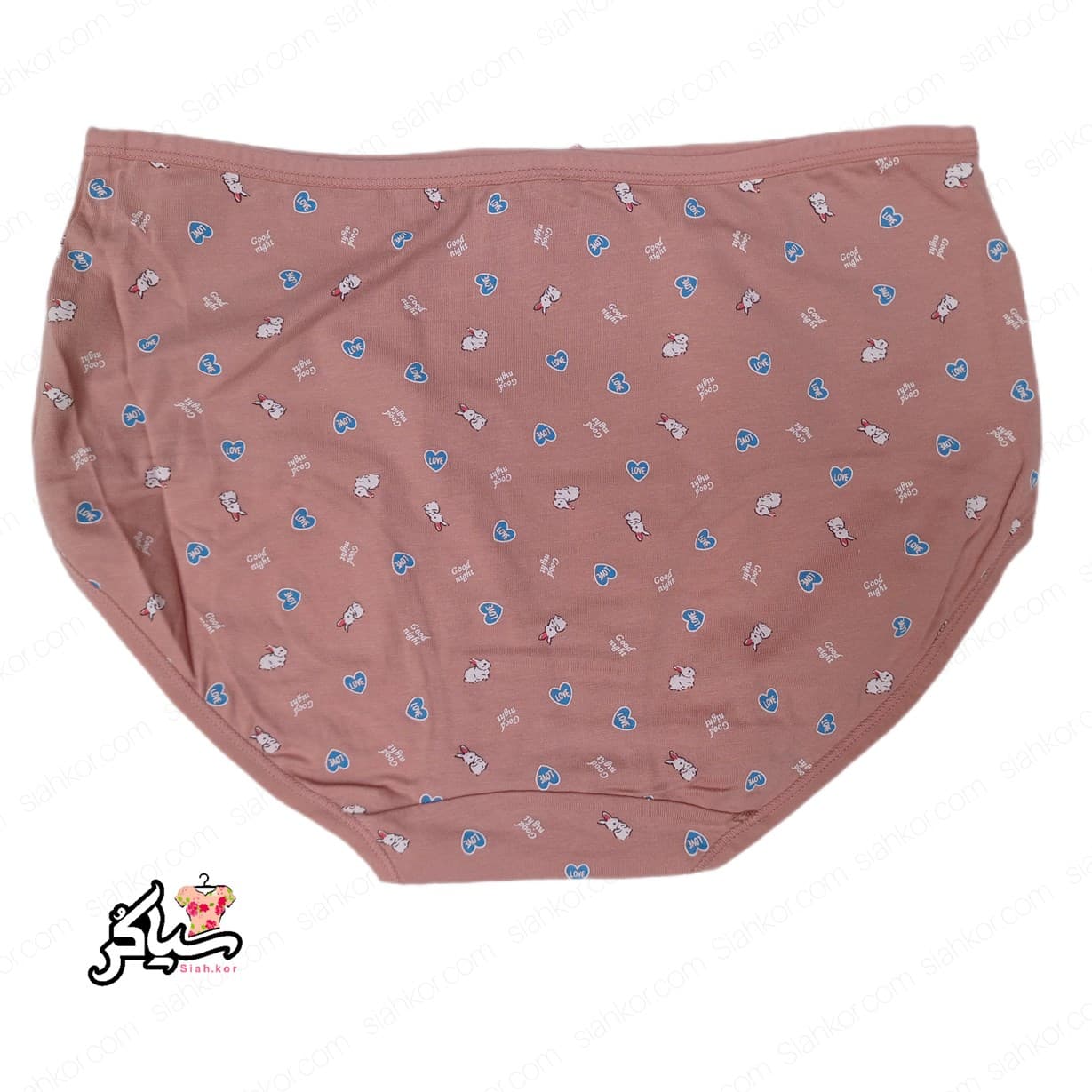 شورت نخی سایز لارژ طرح عشق خرگوش صورتی کالباسی — تصویر ۳