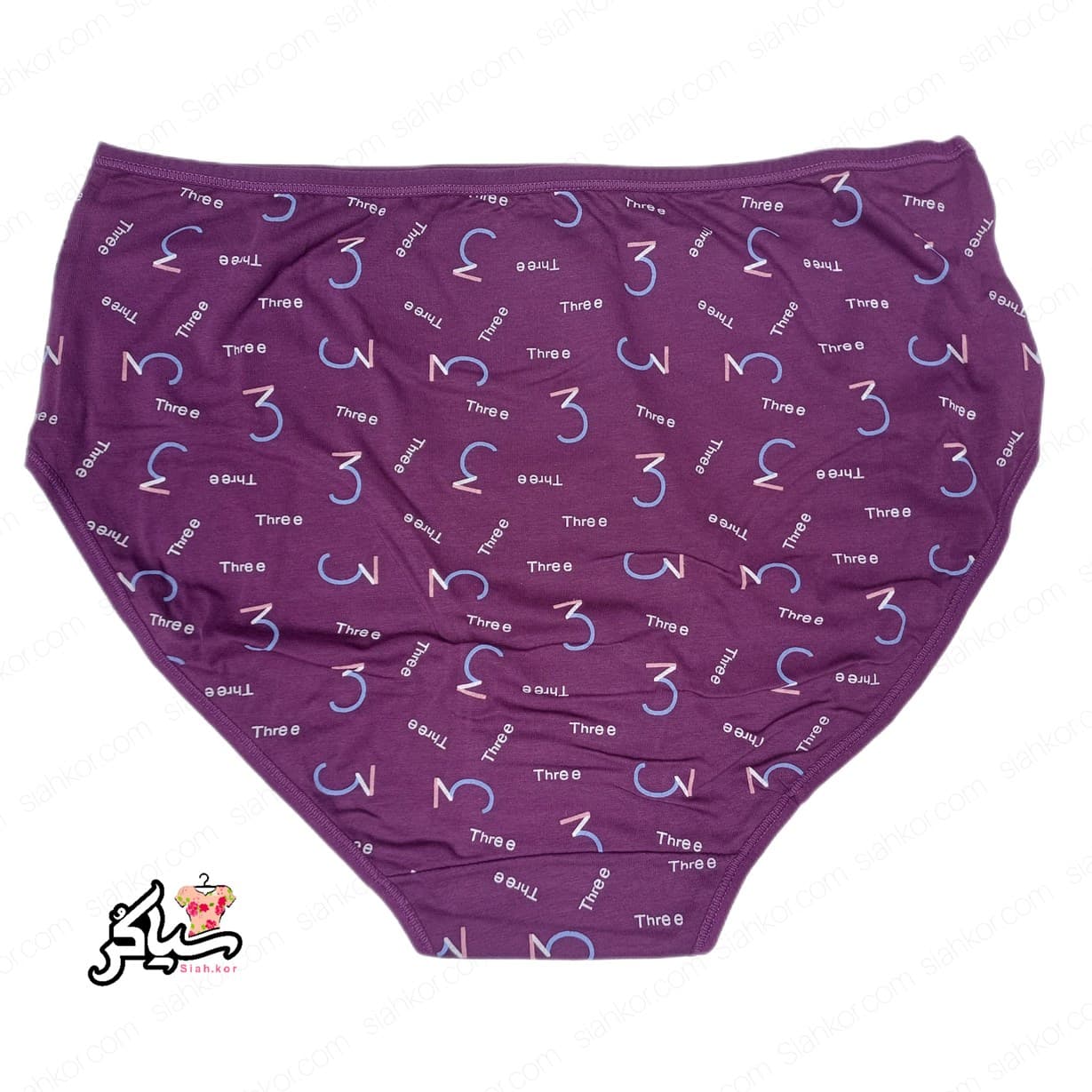 شورت نخی سایز بزرگ ۴xl طرح تری بنفش — تصویر ۳