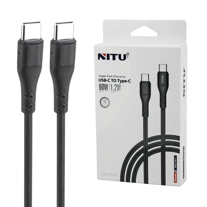 کابل Type-C به Type-C نیتو NITU NC141 توان 60 وات طول 1.2 متر — تصویر ۲