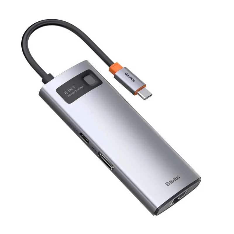 هاب USB-C شش پورت بیسوس مدل Metal Gleam Series CAHUB-CW0G – خاکستری فضایی