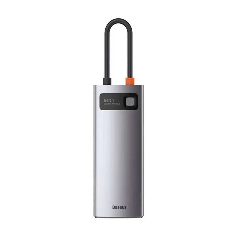 هاب USB-C شش پورت بیسوس مدل Metal Gleam Series CAHUB-CW0G – خاکستری فضایی — تصویر ۴