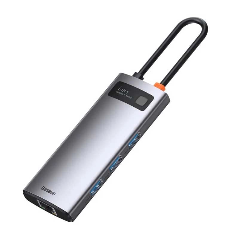 هاب USB-C شش پورت بیسوس مدل Metal Gleam Series CAHUB-CW0G – خاکستری فضایی — تصویر ۲