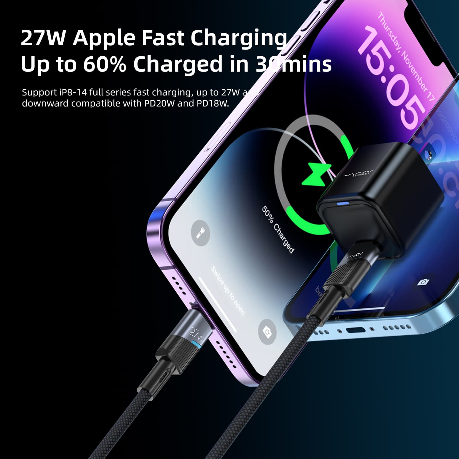 کابل شارژ C به lightning ویوی لبز Vyvylabs VCJLCL Cable Superb C TO IP 27W 1M — تصویر ۶