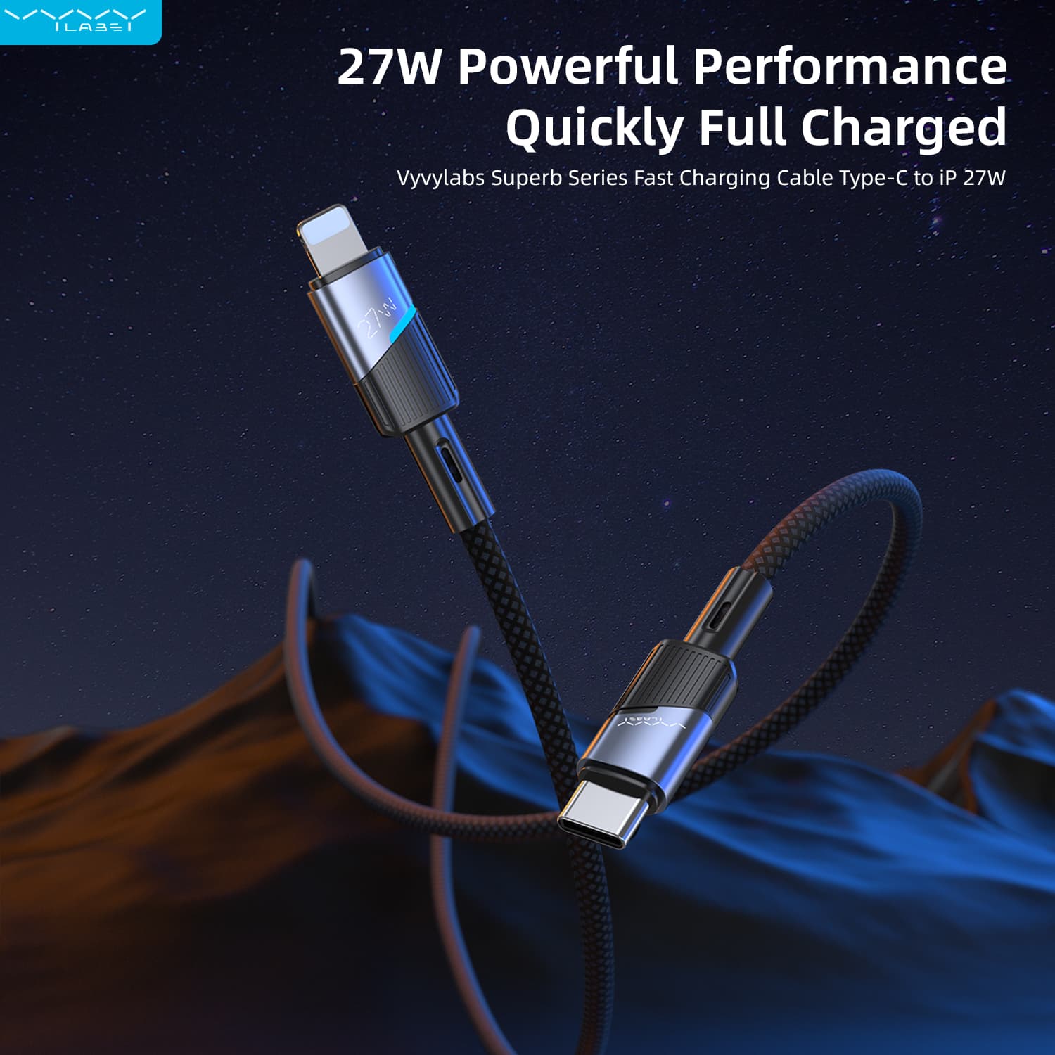 کابل شارژ C به lightning ویوی لبز Vyvylabs VCJLCL-2 Cable superb C TO IP 27W 2M — تصویر ۲