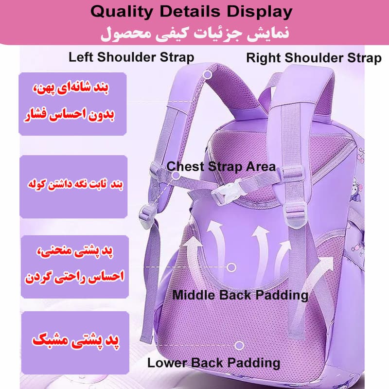 کوله پشتی مدرسه زد ام بیبی مدل کرومی — تصویر ۸