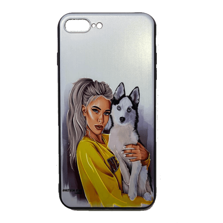 قاب طرح دار ایفون 7 پلاس طرح دختر وسگ/ APPLE 7 PLUS