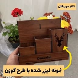 استند لوازم آرایش چوبی مدل شش مقسم طرح باب اسفنجی 2-خرید بی واسطه از تولیدی دکتر موزیکال — تصویر ۶