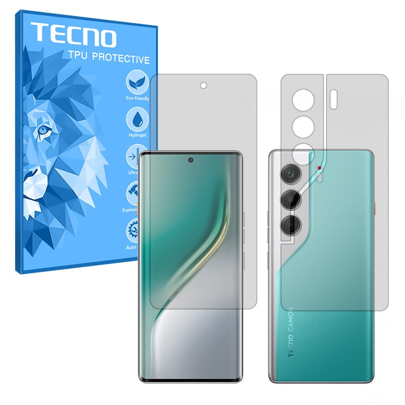 گلس صفحه نمایش و پشت گوشی تکنو Camon 40 Pro مدل هیدروژلی شفاف برند تکنو