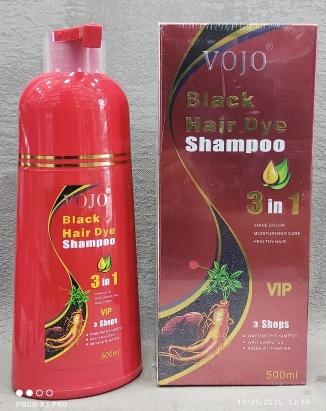 شامپو رنگ وجو حاوی گیاه جنسینگ حجم 500 میل VOJO Hair Dye SHampoo — تصویر ۲