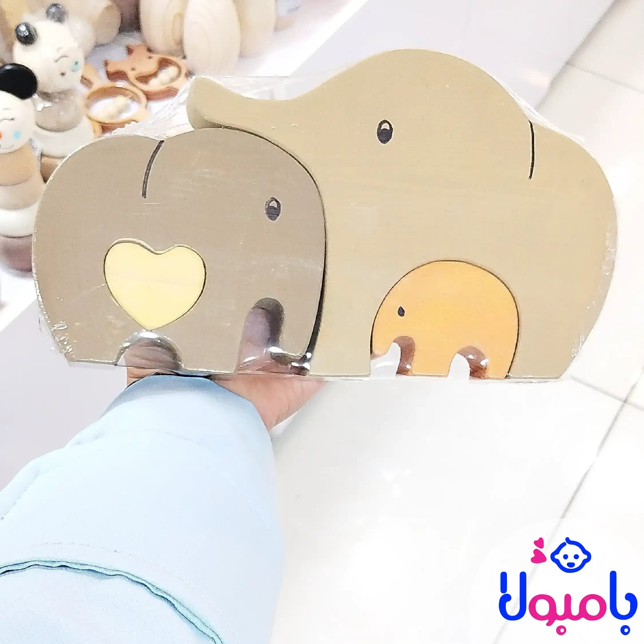 اسباب بازی فیلی طرح چوبی مدل جورچین — تصویر ۳