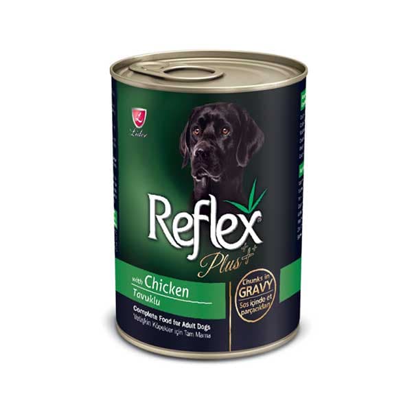 کنسرو سگ بالغ با طعم مرغ 400 گرمی رفلکس پلاس (reflex-plus)