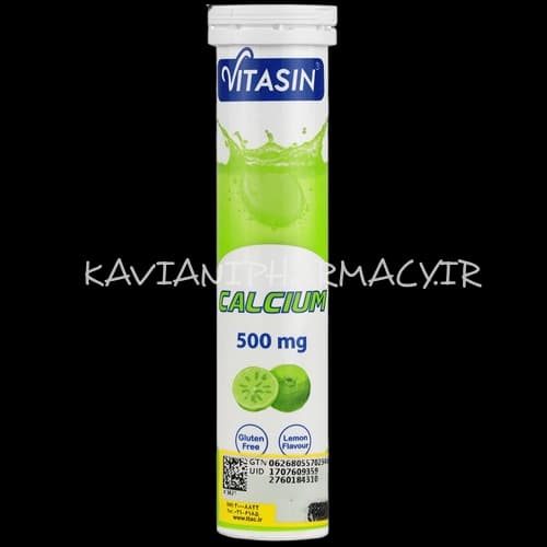 قرص جوشان کلسیم 500 میلی گرم ویتاسین 20عددی