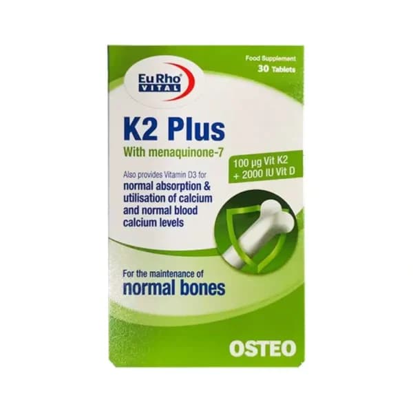 قرص مولتی ویتامین مدل K2 Plus یوروویتال بسته 30 عددی — تصویر ۲