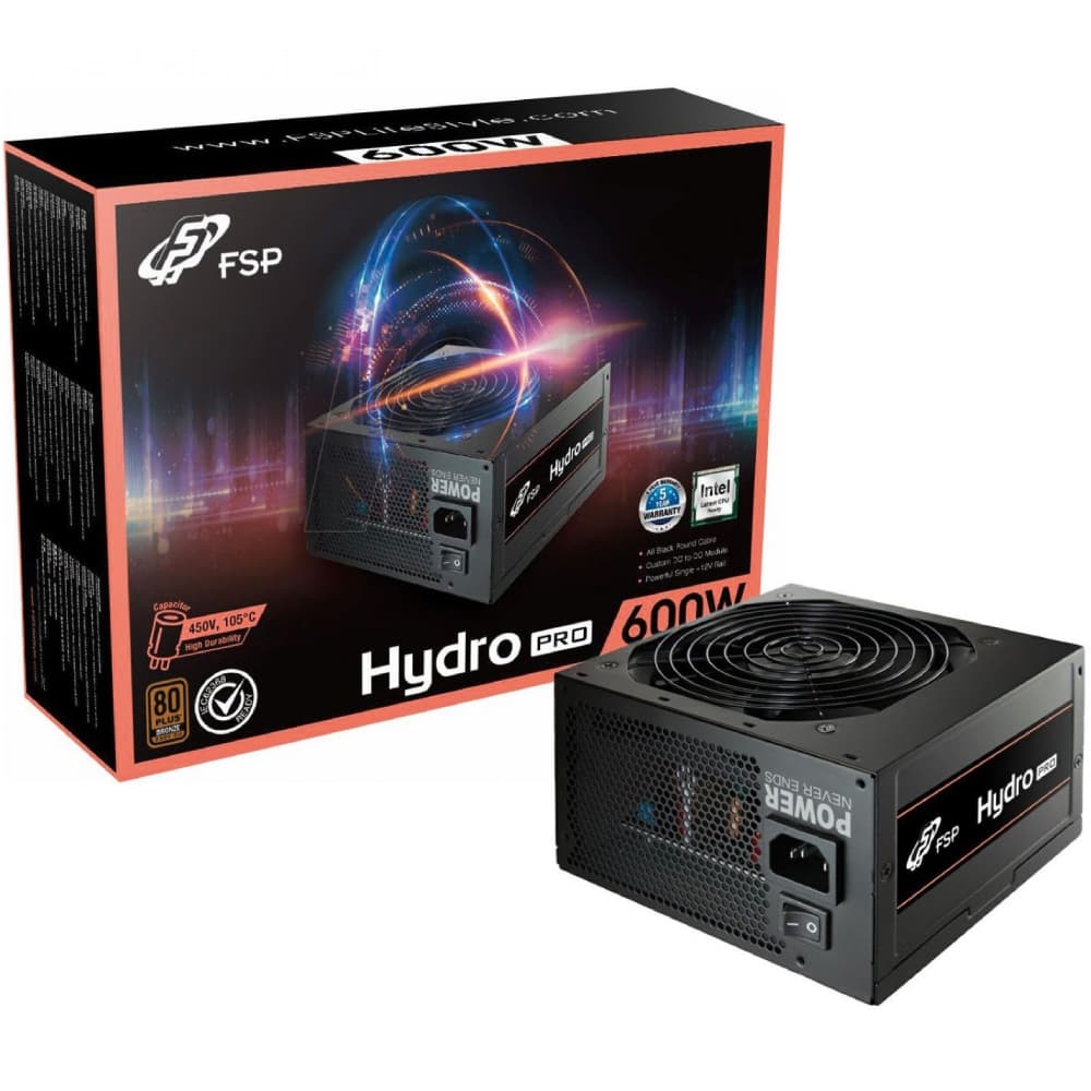 منبع تغذیه کامپیوتر اف اس پی مدل FSP HYDRO PRO 600W BRONZE کارکرده