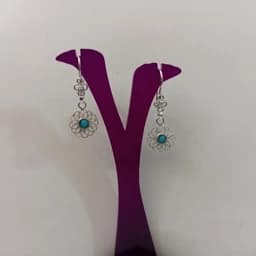 گوشواره نقره نگین فیروزه نیشابوری کد 616 — تصویر ۲
