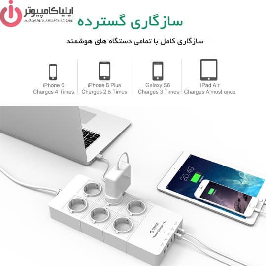 رابط برق 6 کانال اوریکو با کابل 1.5 متر مدل ORICO HPC-6A5U-V1 — تصویر ۷