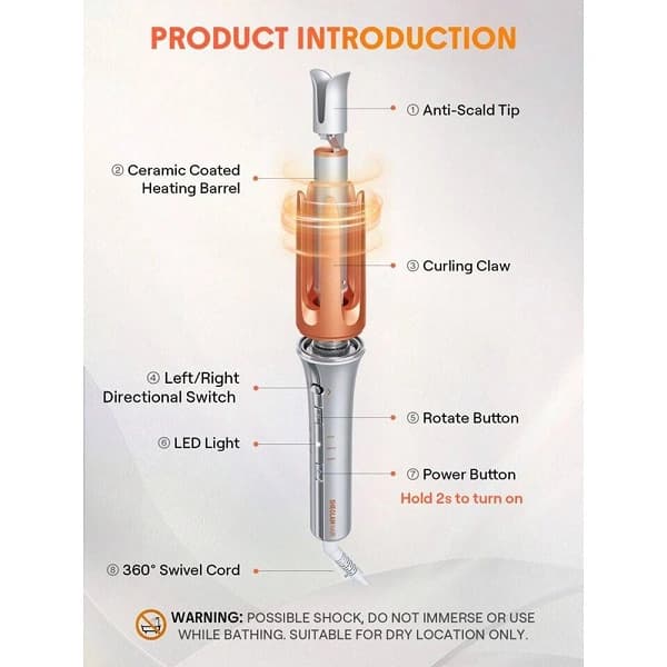 کرلی کننده چرخشی شیگلم مدل It-Curl One-Touch Instant Curler – 32mm — تصویر ۵