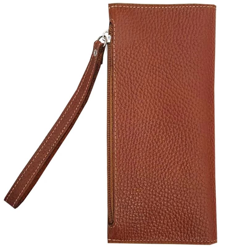 کیف پول و موبایل چرم طبیعی آنیل مدل araz رنگ قهوه ای کد K18142