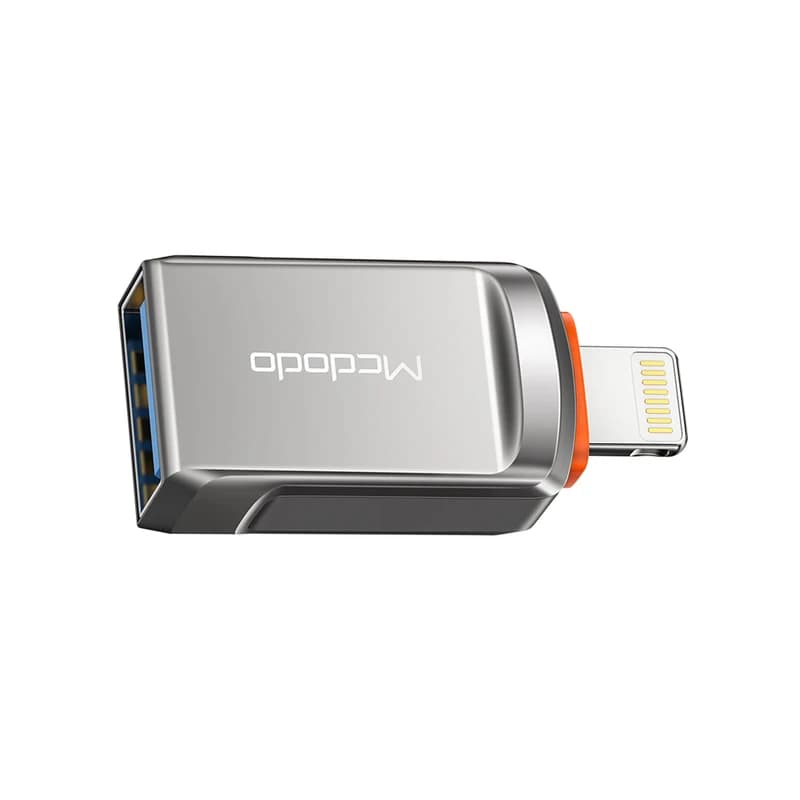 مبدل OTG تبدیل USB به لایتنینگ مک دودو مدل NewPack 2022 رنگ تیتانیومی کد K17542 — تصویر ۲