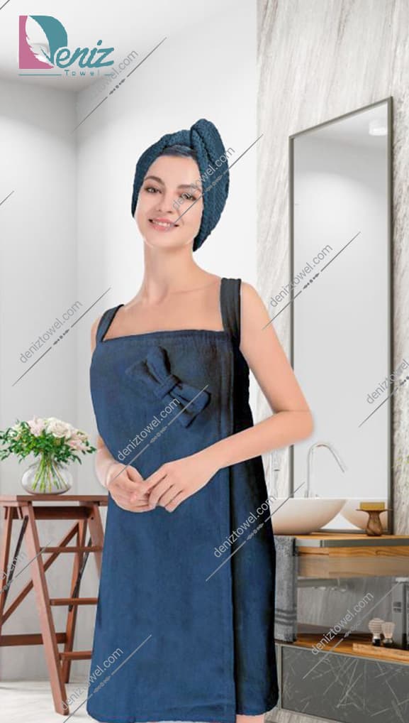 حوله سونایی طرح ساده رنگ آبی نفتی