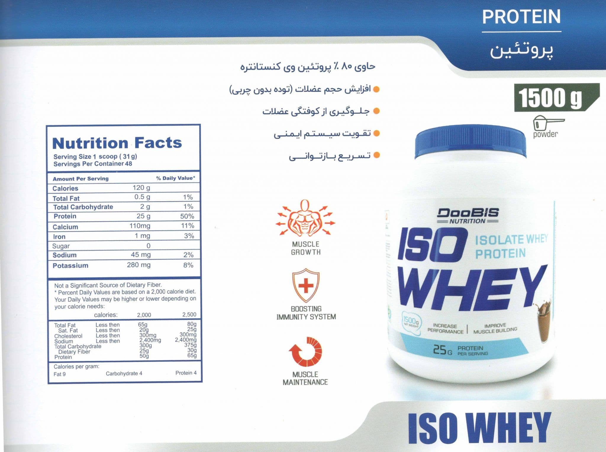 پودر ایزو وی دوبیس شکلاتی 1500 گرم — تصویر ۲