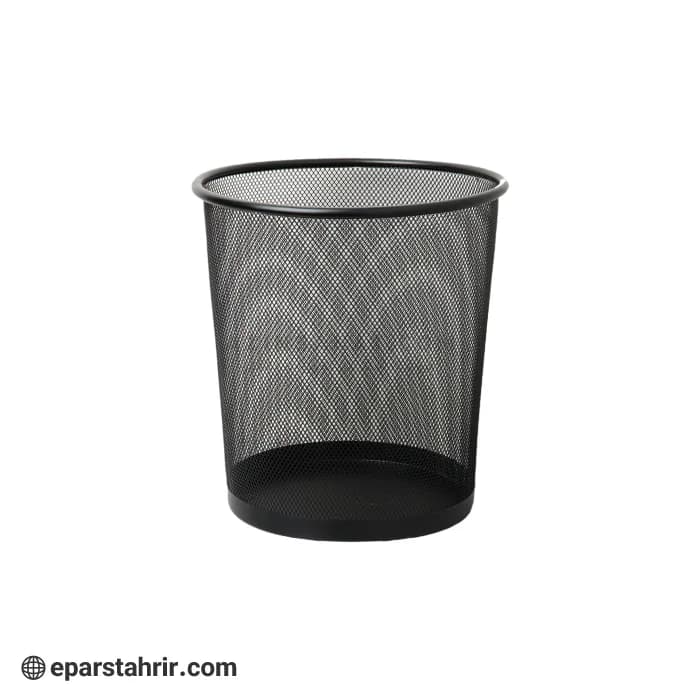 سطل توری اداری بزرگ – مشکی و نقره ای
