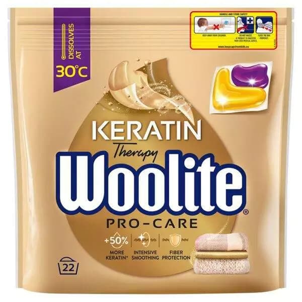 قرص ماشین لباسشویی وولیت کپسولی مخصوص لباس های رنگی بسته22تاییWOOLITE PRO-CARE