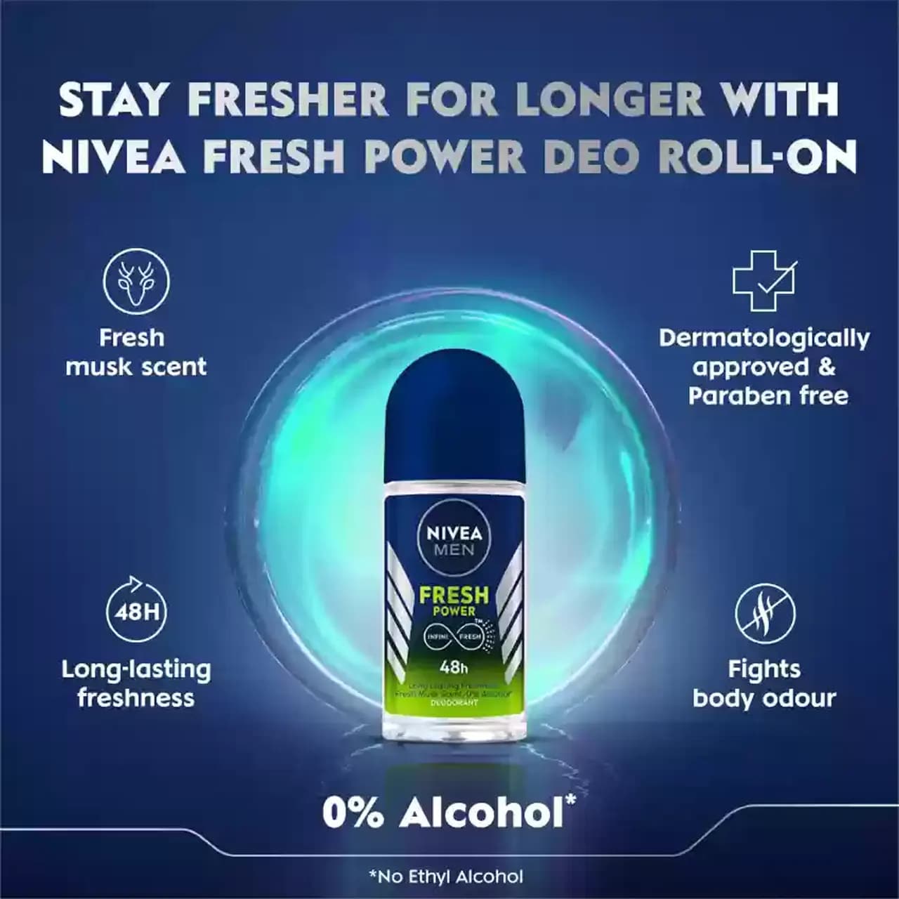 رول ضد تعریق مردانه نیوا مدلNIVEA FRESH POWERحجم50میل — تصویر ۶