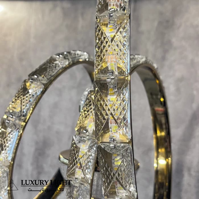 لوستر مدرن اس ام دی SMD خور مدل آویزدار کریستالی ریموت دار — تصویر ۳