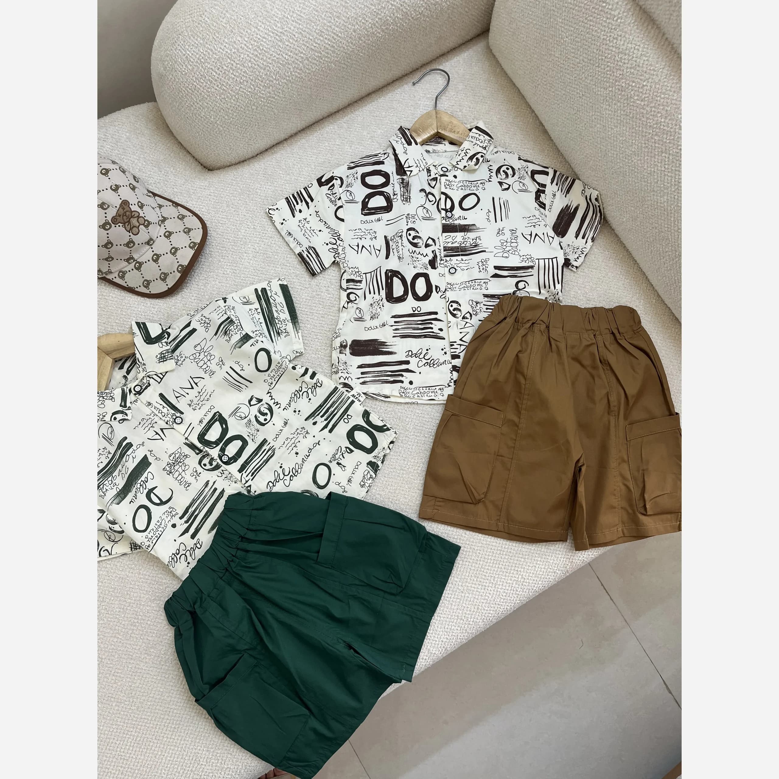 ست پیراهن و شلوارک پسرانه وارداتی جنس کتان نخ خنک مناسب 8 ماه تا 5 سال — تصویر ۹