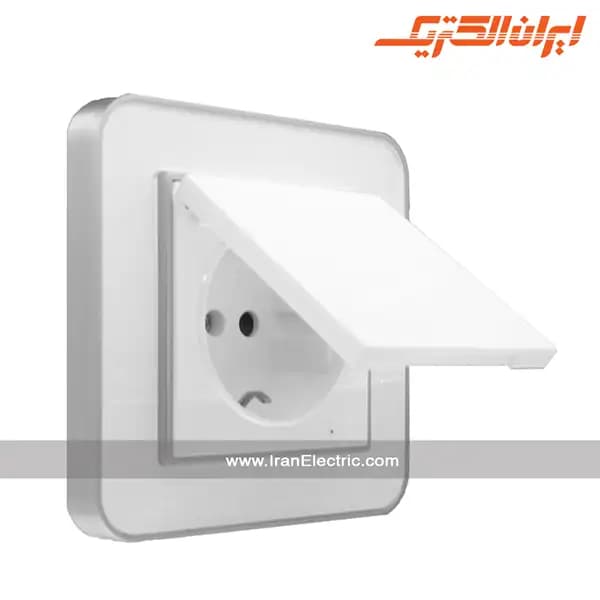 پریز برق ارت درب دار ارس نقره ای زه سفید میان سفید