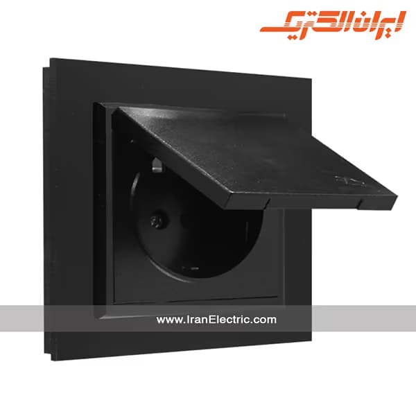 پریز برق ارت دربدار پلکسی مشکی