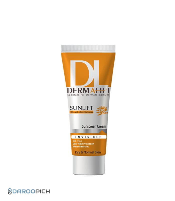 کرم ضد آفتاب غیر رنگی SPF50 مناسب پوست خشک درمالیفت