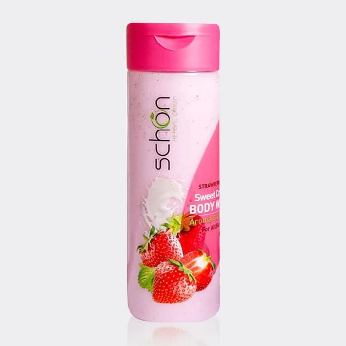 شامپو بدن کرمی شیر و توت فرنگی شون Schon Strawberry & Milk Sweet Creamy Body Wash 300ml