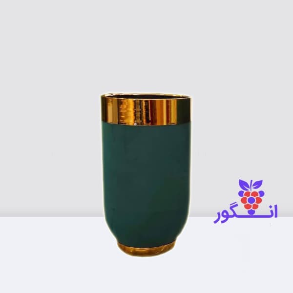 گلدان فلزی آیرین – سبز با لبه طلایی (ارتفاع 65 سانتی )