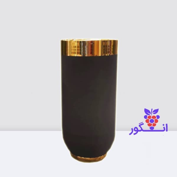 گلدان فلزی آیرین – مشکی با لبه طلایی (ارتفاع 75 سانتی )