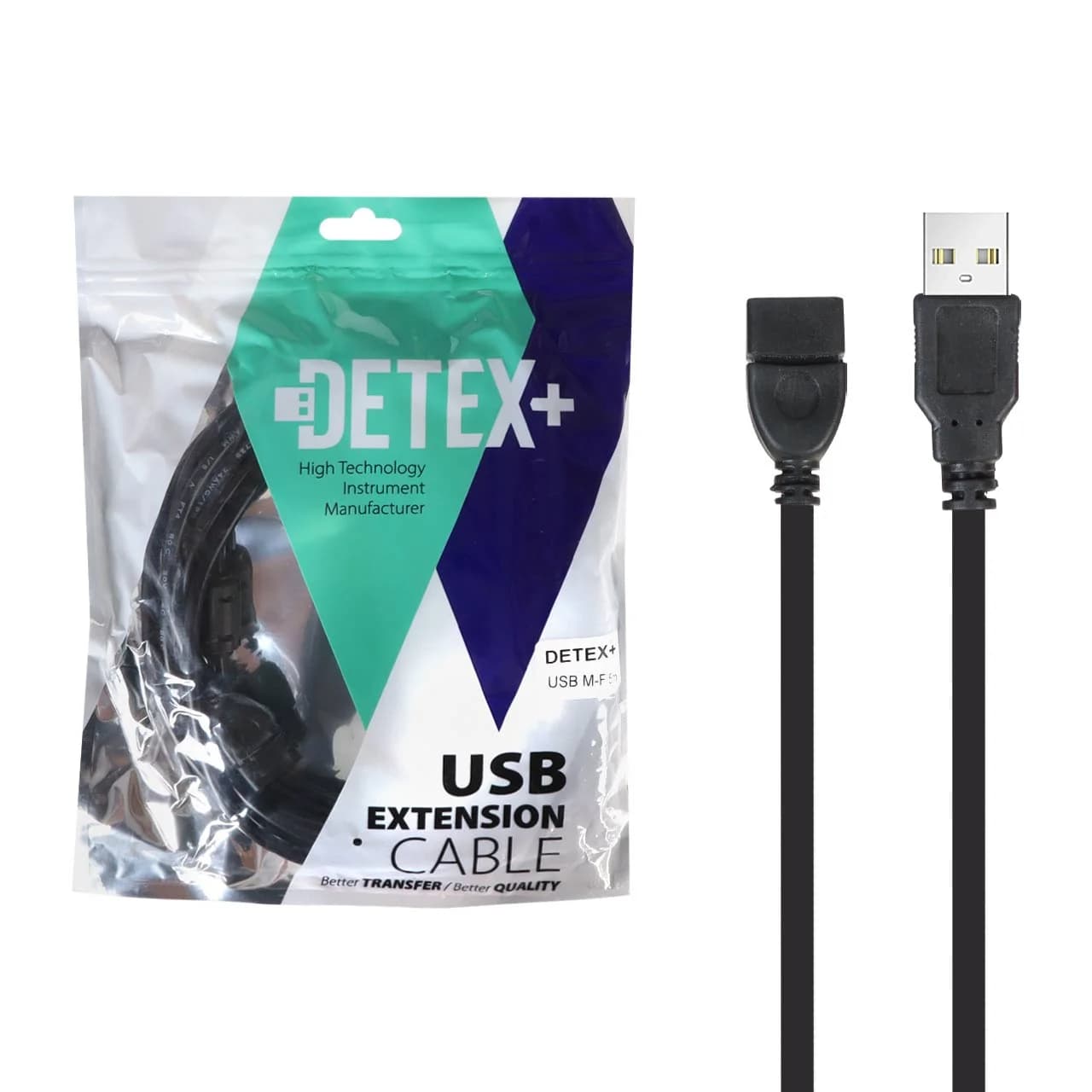 کابل افزایش طول 5 متری DETEX+ USB – مشکی