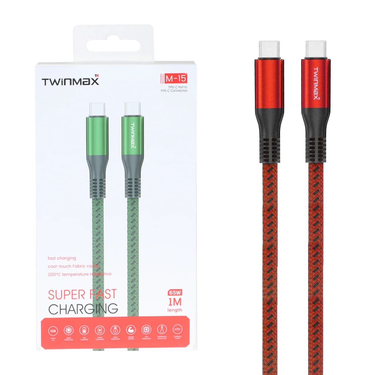 کابل شارژ فست Max Type-C To Type-C مدل M-15 65W – قرمز – MMX