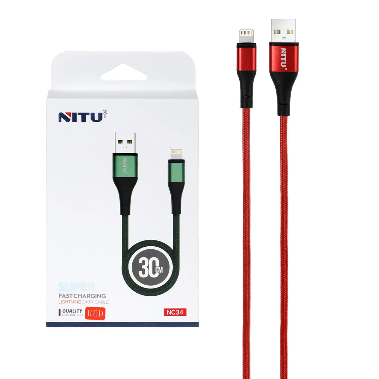 کابل شارژ و دیتا فست پاور بانک کنفی آیفون NITU مدل NC34 – قرمز (گارانتی12 ماه تعویض نیکان همراه)