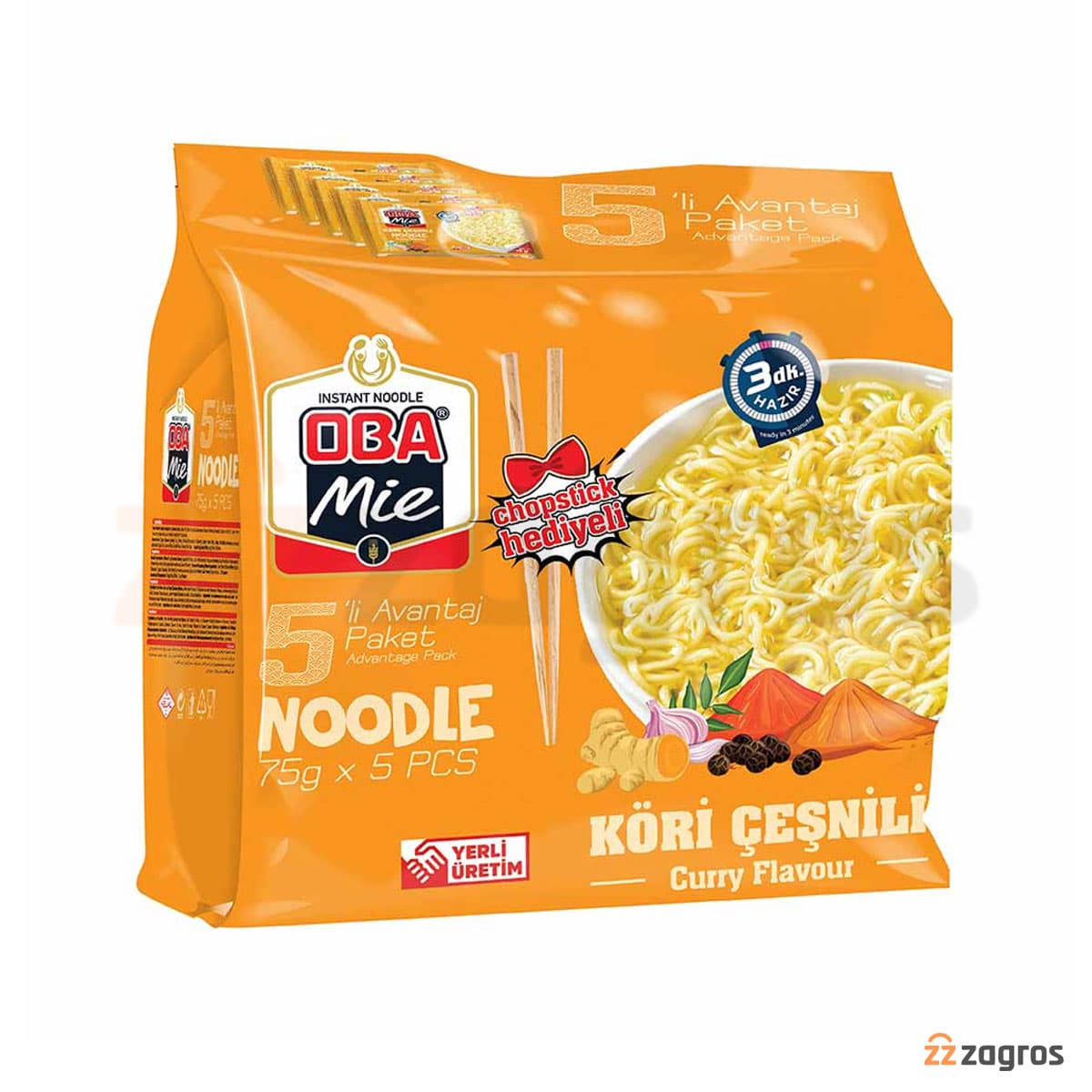 نودل Oba Mie با چاشنی کاری بسته 5 عددی