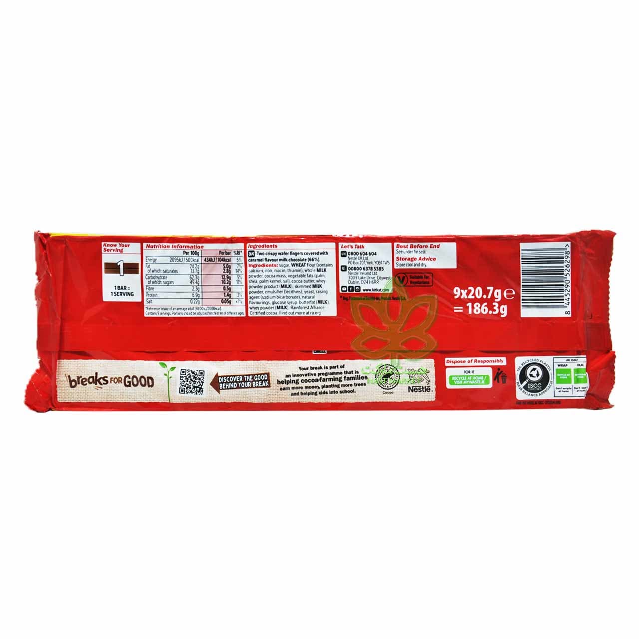 شکلات کیت کت کاراملی ورقه ای ۹ جفتی – kitkat — تصویر ۲