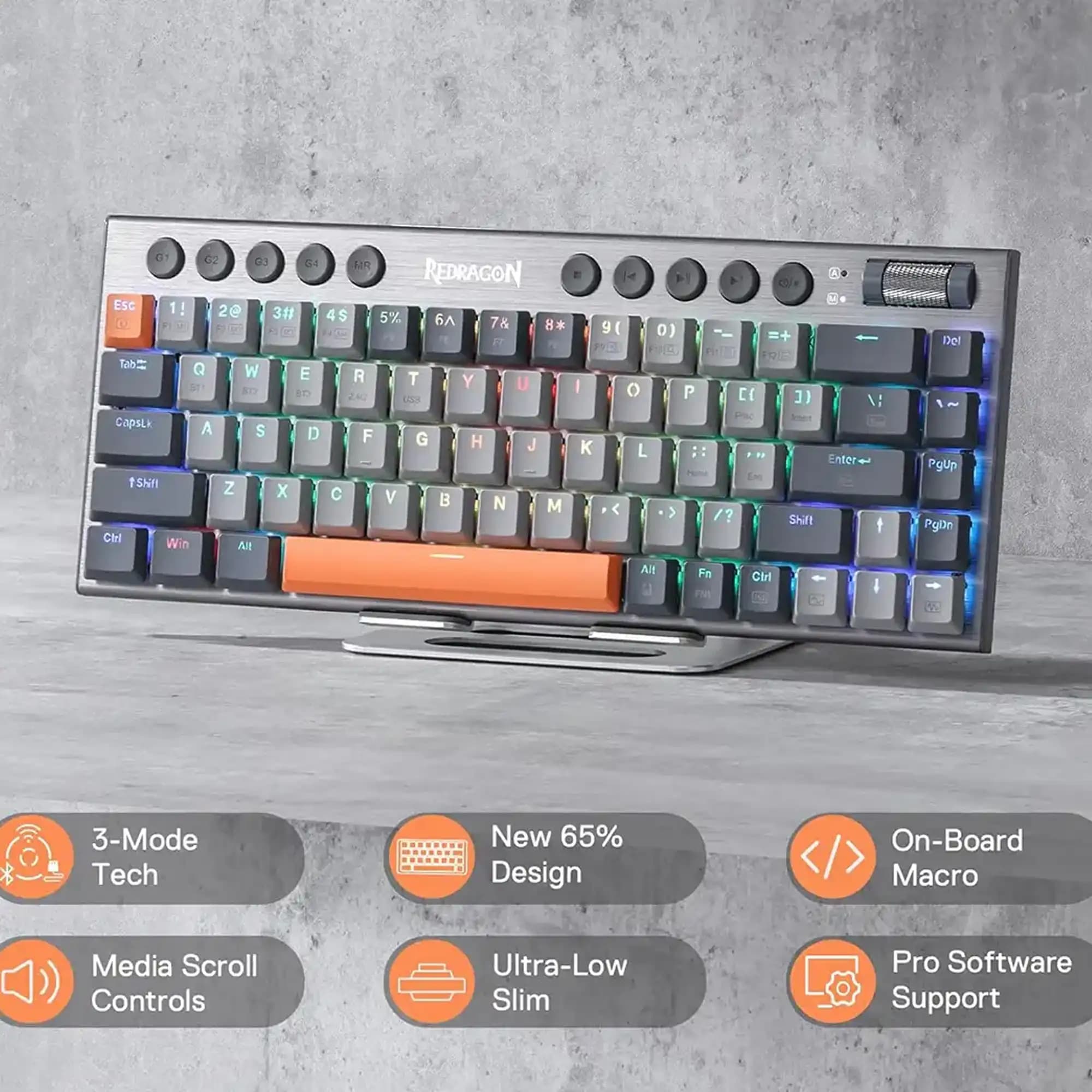 کیبورد بی سیم مکانیکال گیمینگ ردراگون مدل HORUS K609 GG Pro — تصویر ۸