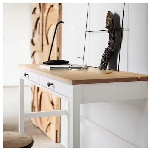 میز تحریر با 2 کشو ایکیا رنگ سفید/قهوه ای روشن مدل HEMNES — تصویر ۵