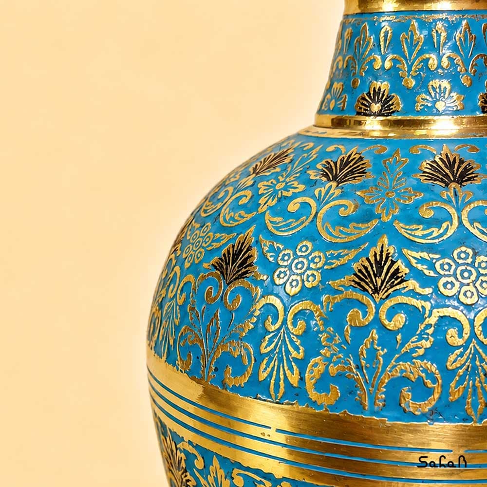 گلدان برنجی میناکاری طرح تاج مدل ۲ — تصویر ۵