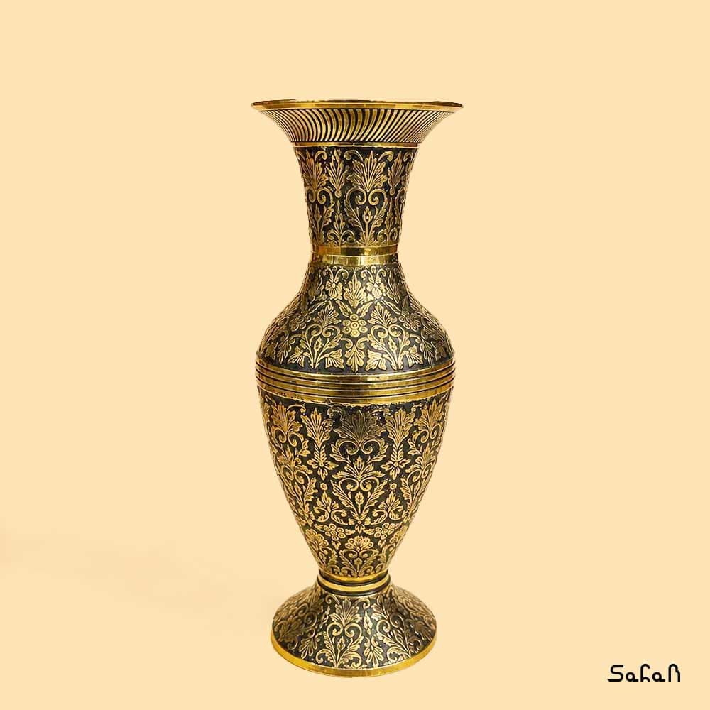 گلدان برنجی میناکاری طرح تاج مدل باتاک