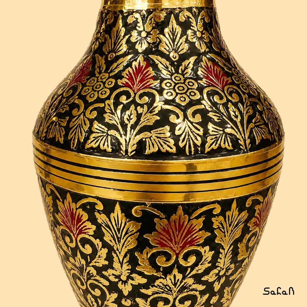 گلدان برنجی میناکاری طرح تاج مدل باتاک — تصویر ۸