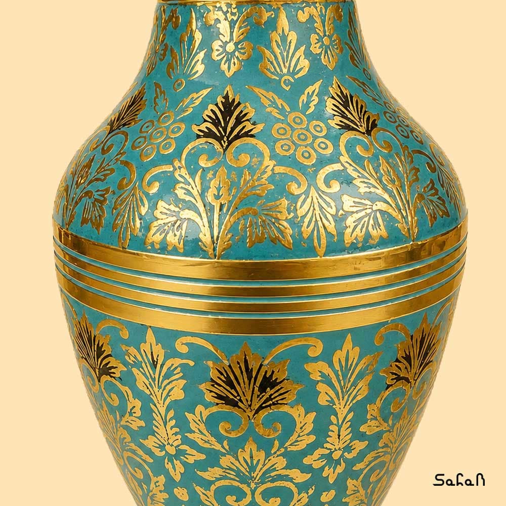 گلدان برنجی میناکاری طرح تاج مدل باتاک — تصویر ۷