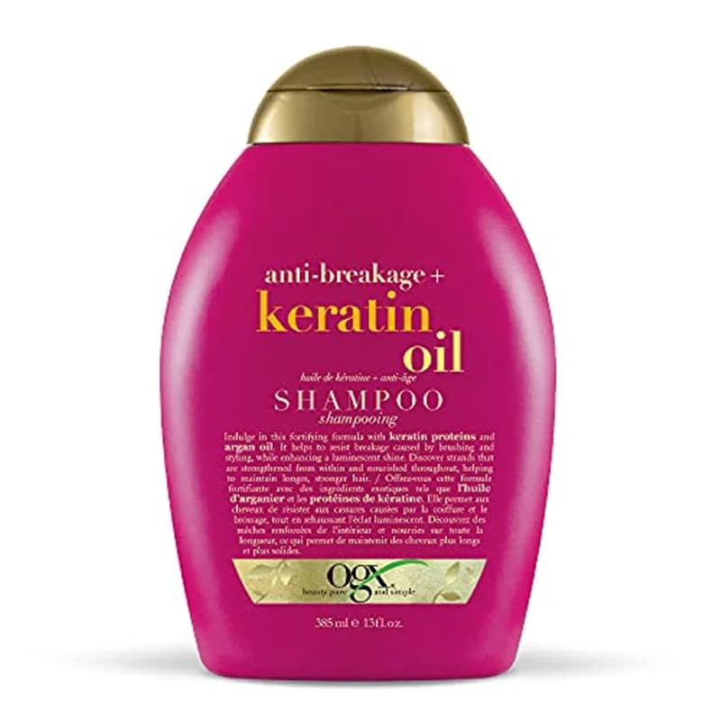 شامپو بدون سولفات اوجیکس OGX حاوی روغن کراتین تقویتی و ضد موخوره 385ml
