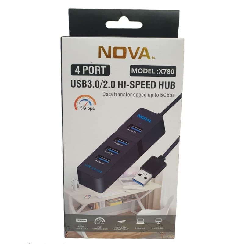 هاب 4 پورت USB3.0 مدل Nova X780 کابل 1 متر — تصویر ۲